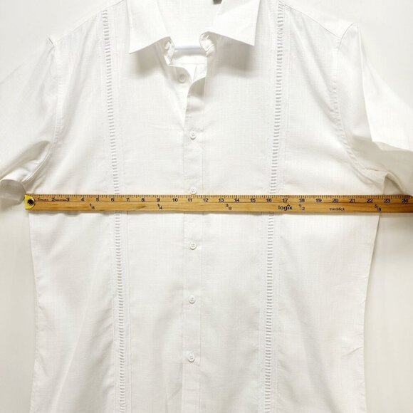 Mens White Short Sleeve Button-Up Shirt Size M Design In Italy Cotton Blend - Picture 7 of 7